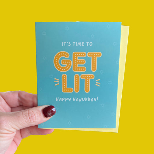 It's Time to Get Lit Hanukkah Greeting Card
