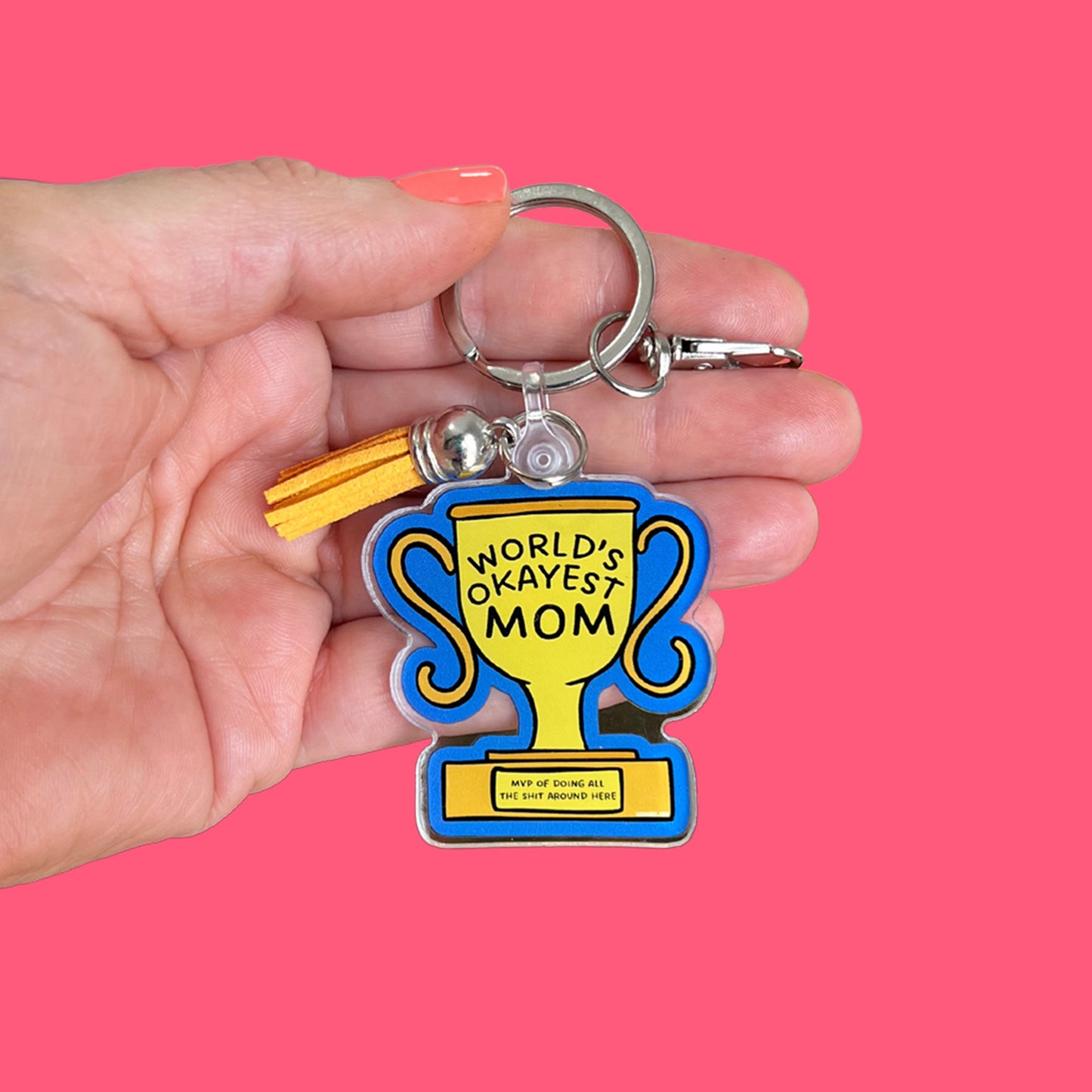 World's Okayest Mom Acrylic Keychain