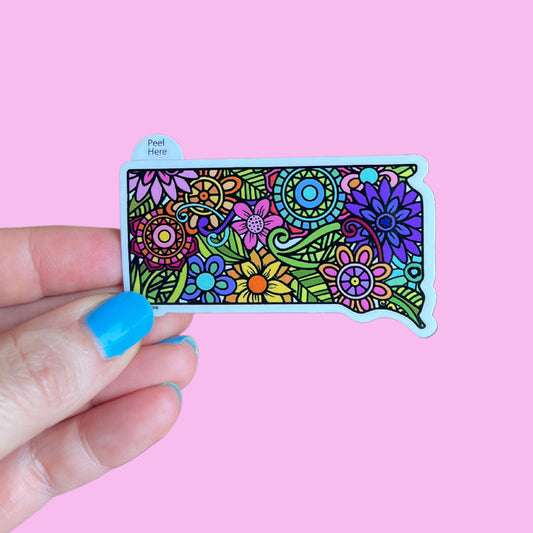 South Dakota Floral Mandala Sticker