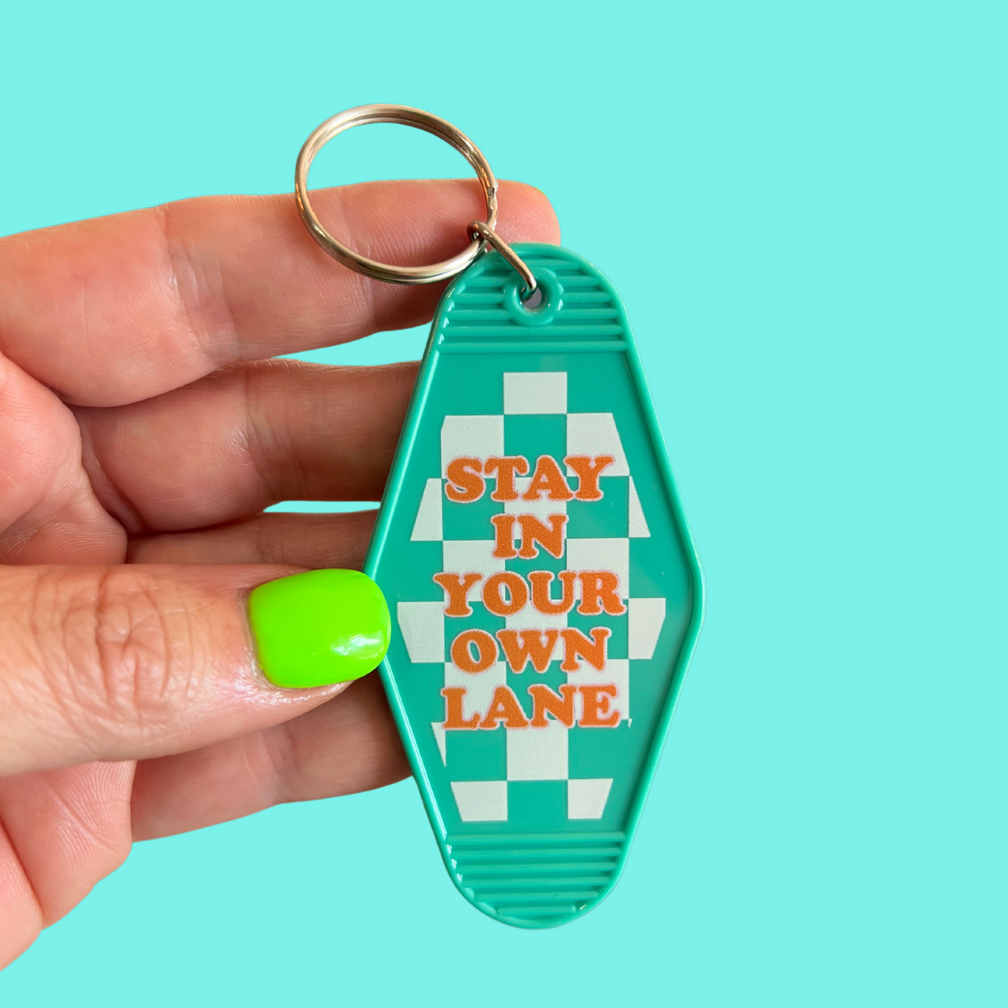 Stay in Your Lane Retro Motel Keychain